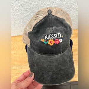 David and Young Black and Tan 'Blessed' Cap Hat - Breathable , Curved visor
